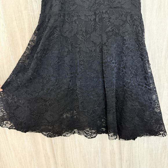 Free People Dress Medium Reflected Moonlight Black Lace Ribbon Skater Whimsygoth - Picture 5 of 15